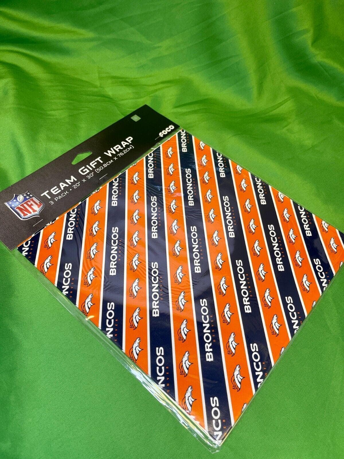 NFL Denver Broncos Gift Wrapping Paper 3 sheets NWT