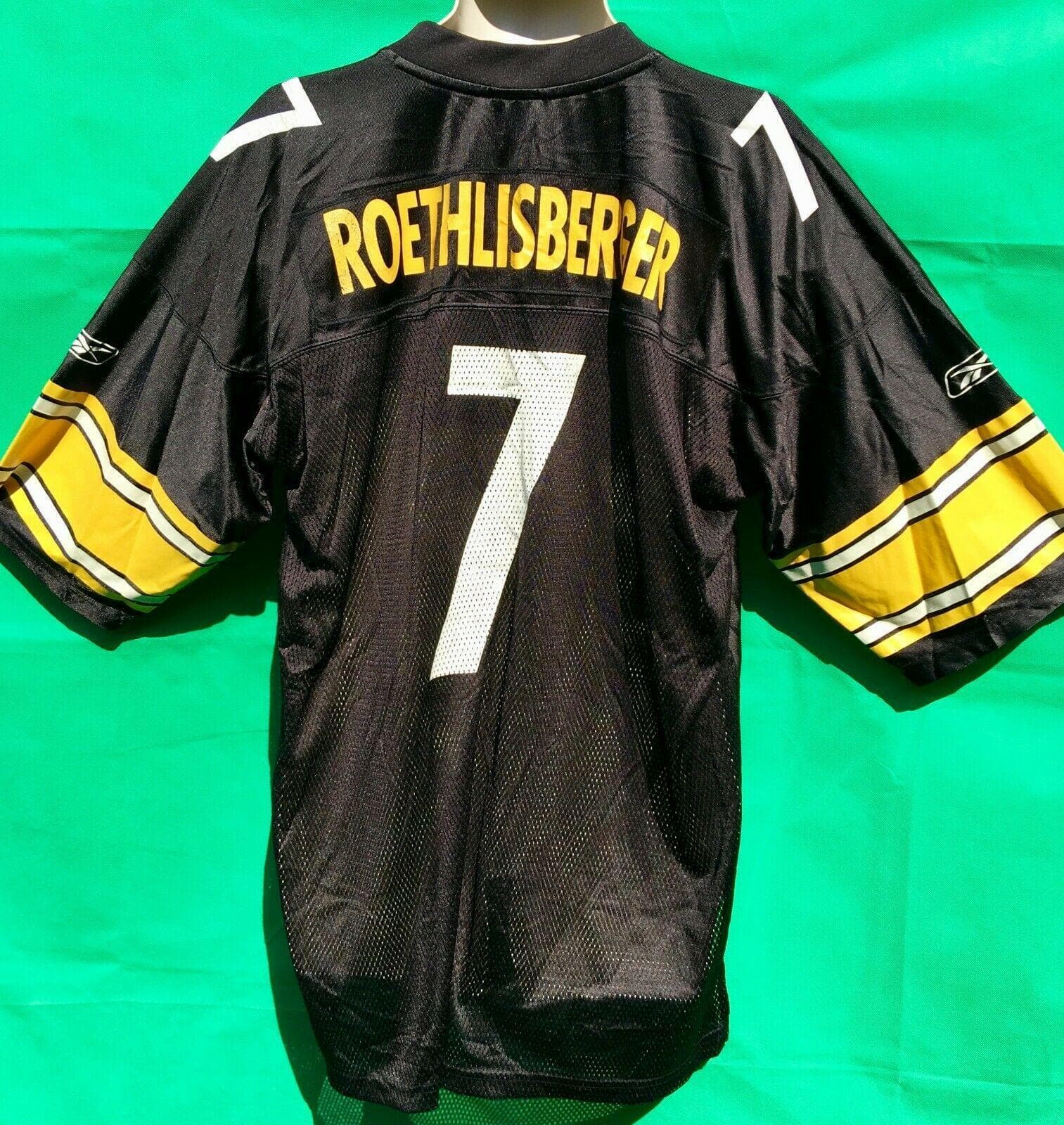 Reebok NFL Football PITTSBURGH STEELERS Black Gold #7 Ben Roethlisberger  Player Jersey (YS)