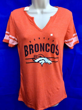 NFL Denver Broncos Orange Tri-Blend Notch V-Neck T-Shirt Women's Large NWT