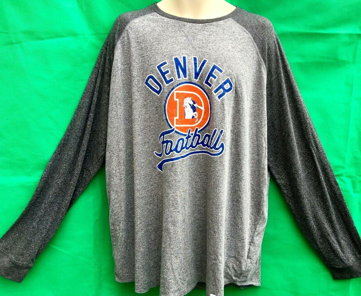 NFL Denver Broncos Majestic Historic Static Marled Raglan L/S T-Shirt NWT Men's 3X-Large